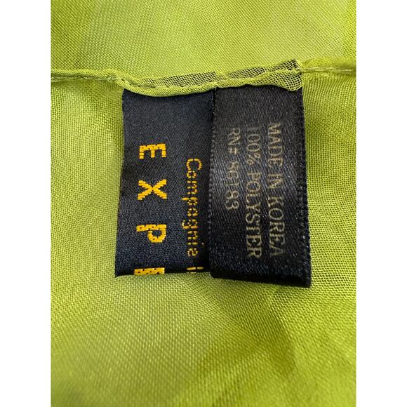 Vintage Y2K Rare Express Sheer Chiffon Neck Scarf Bright Olive Green - Picture 4 of 5